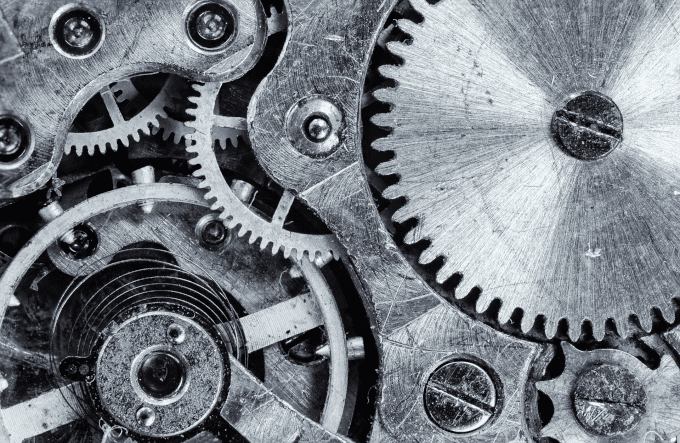 Internal gears of a watch